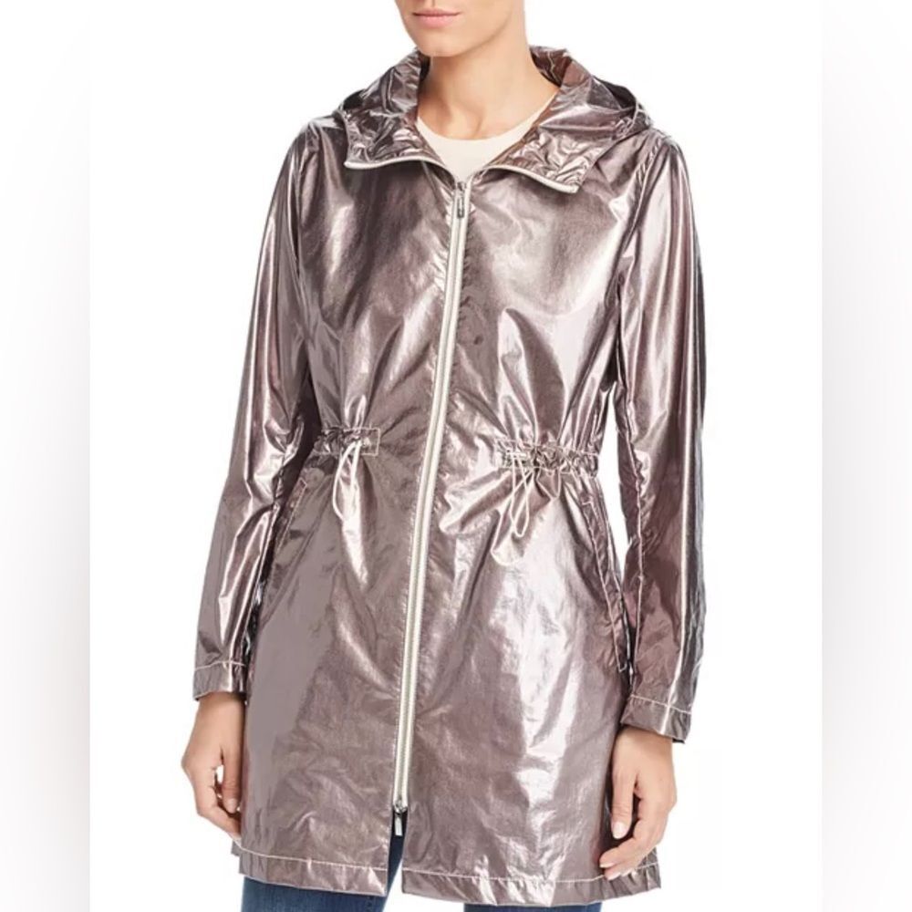 Jane Post Lightweight Rain Parka in Glossy Tangerine Orange - Picture 6 of 8
